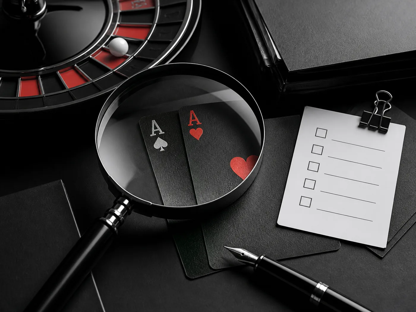 Elementos de cassino e checklist para avaliar categorias de jogos